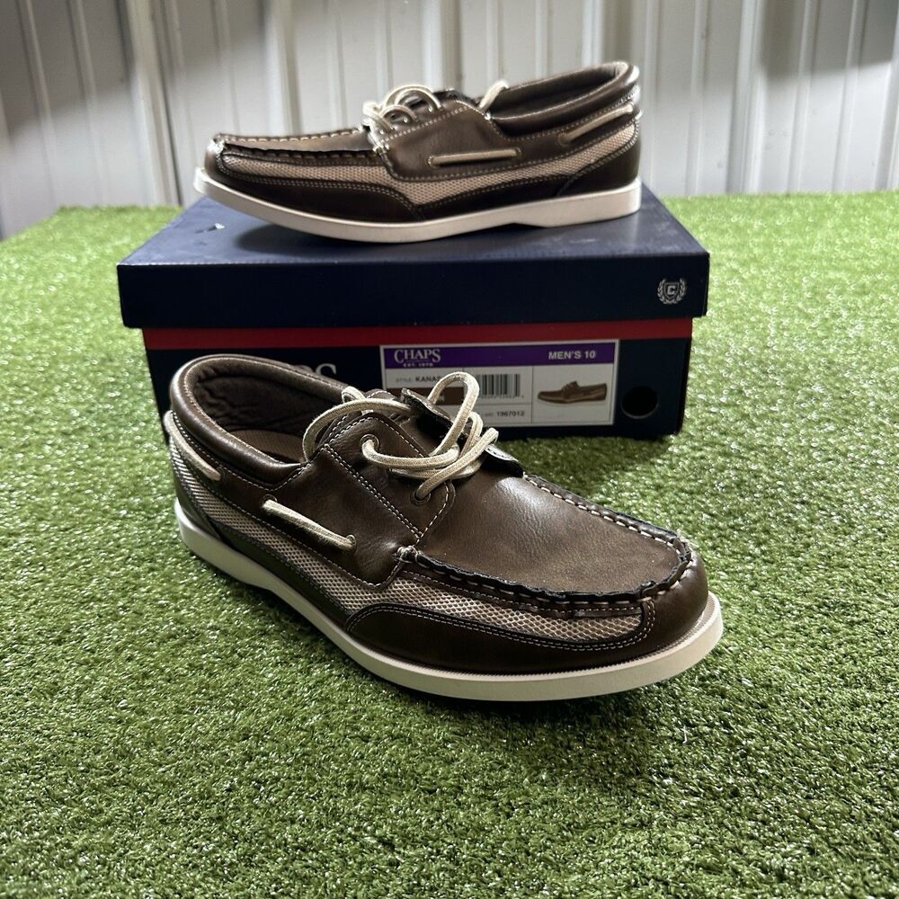 Chaps Kanas Men's Size 10 Brown Boat Shoes New In Box NIB